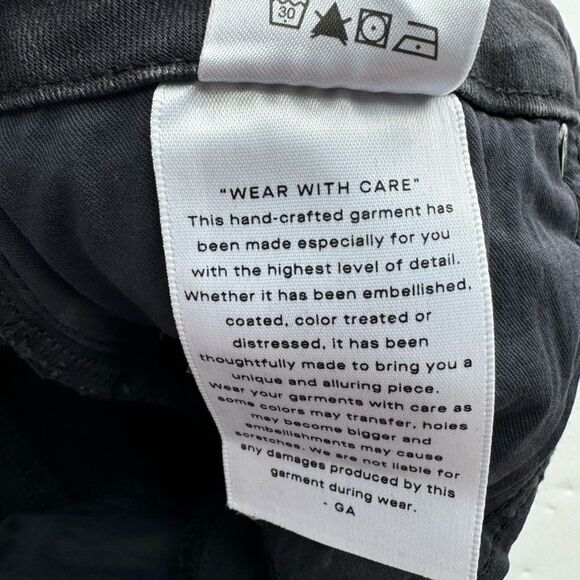 Good American Sz 4/27 Good Waist Crop Raw Step Hem High Rise Stretch Black Jean‎ - Picture 11 of 14